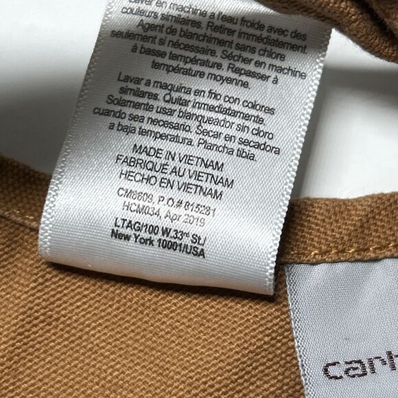 Carhartt Kids Canvas Bib Overalls Sz 3T Brown Double Knee Outdoor Farm **Stain** - Picture 10 of 10